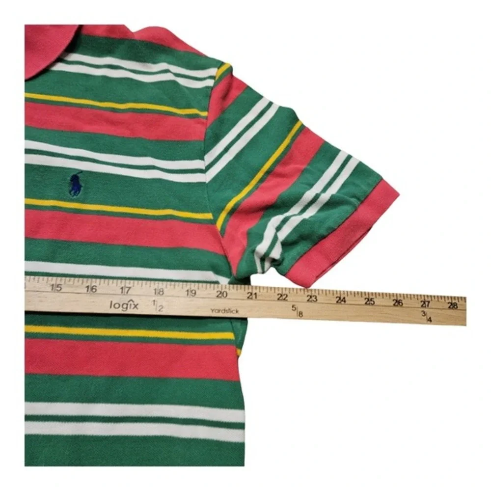 Polo‎ Ralph Lauren Striped Polo Shirt Mens Large Green Pink Rugby Preppy